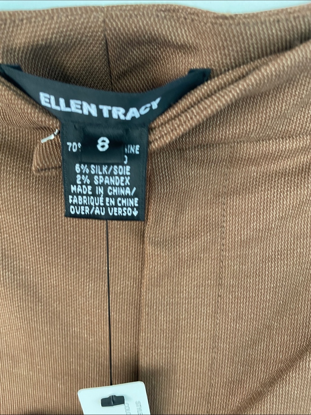 Ellen Tracy Wool Silk Blend  Classic Straight-Leg Women Dress Pants Brown 8 NEW - Picture 2 of 4